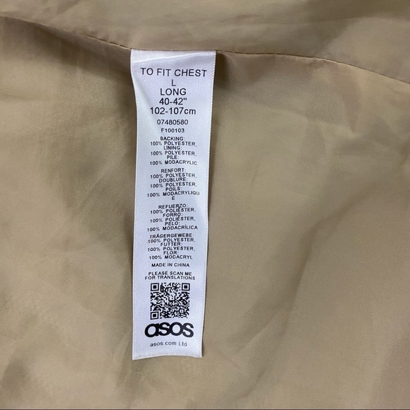 ASOS Women's Beige / Tan Sherpa Cozy Zipper Jacket Teddy Coat Size L - Picture 6 of 10